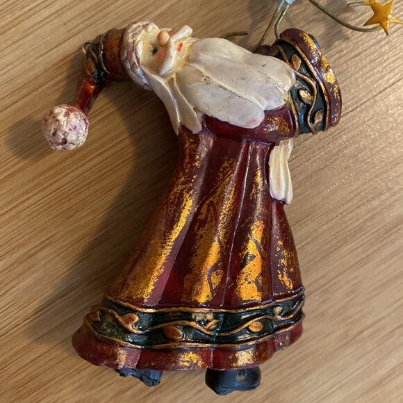 Five Vintage Resin Santa Ornaments (Burgundy Suits) - Picture 9 of 9